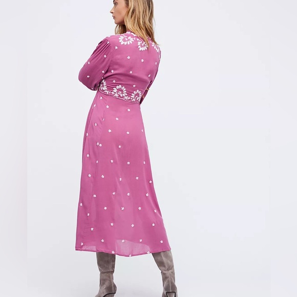 Free People Dress Fable Embroidered Midi in magenta combo - Picture 3 of 8